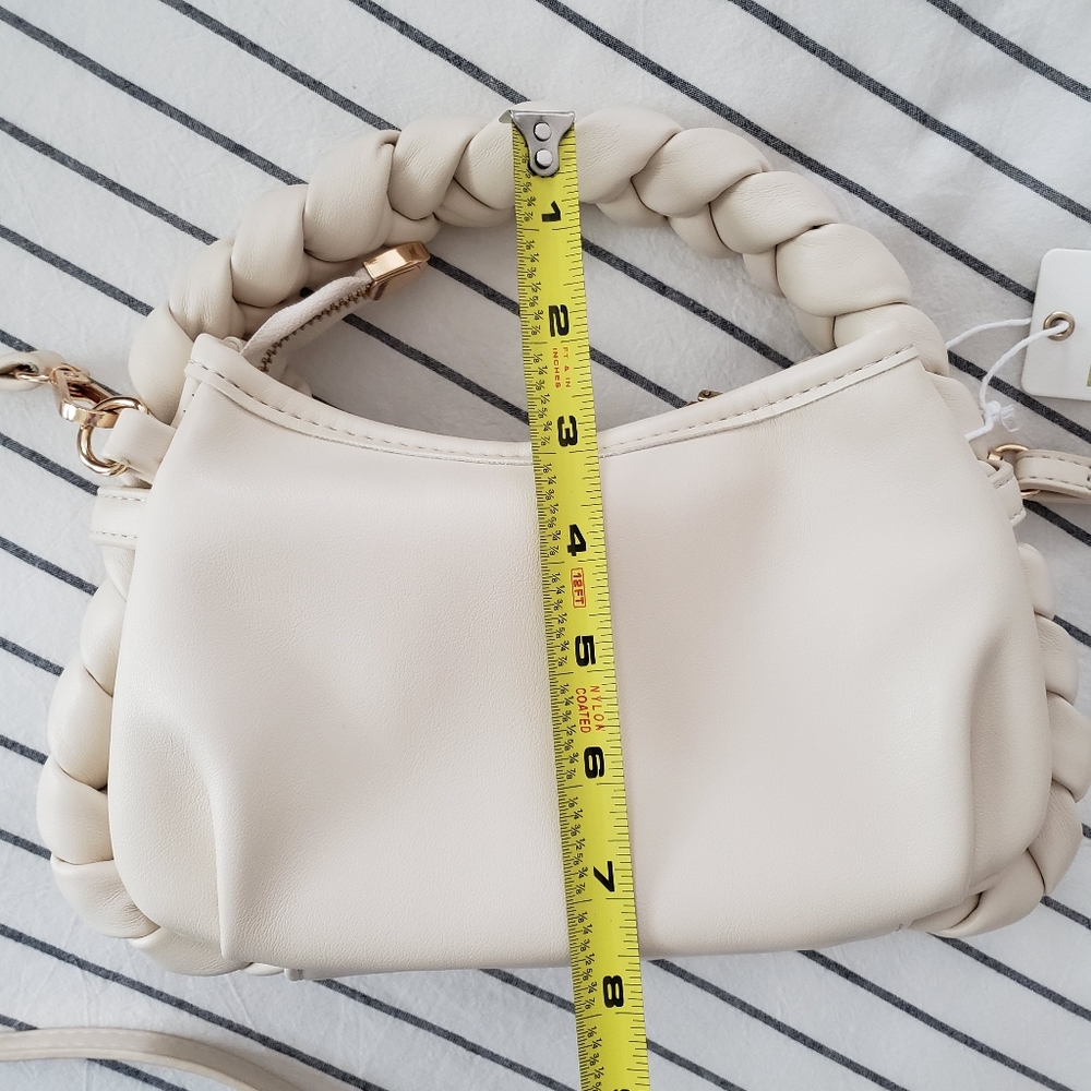 💗Urban Expressions Cream Braided Handle Crossbody Clutch Bag💗 - Picture 8 of 9